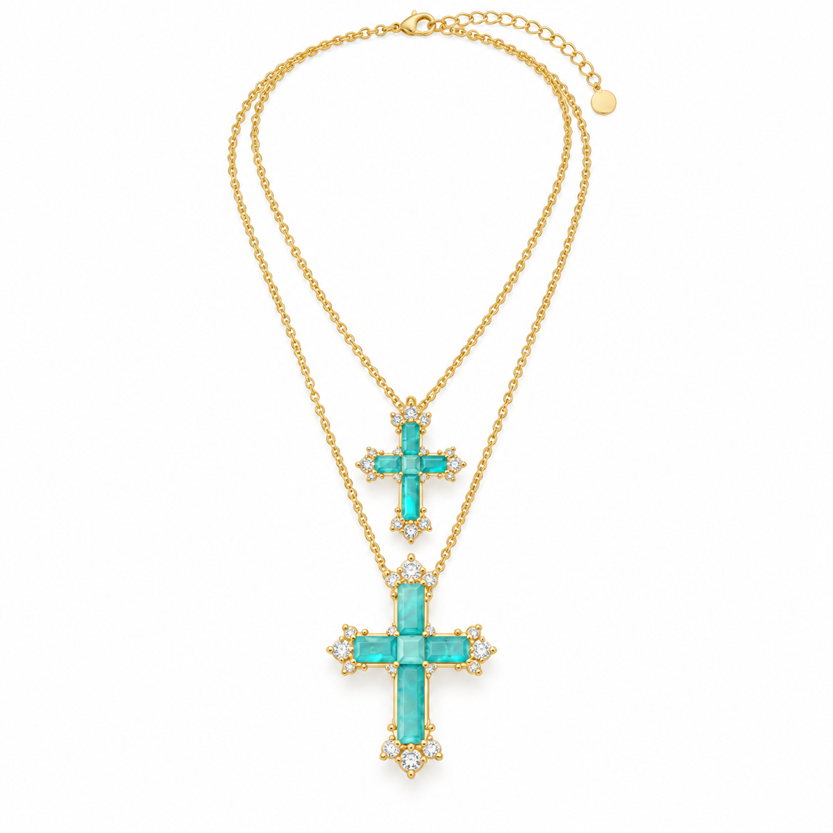Celestia Turquoise Cross Layered Necklace