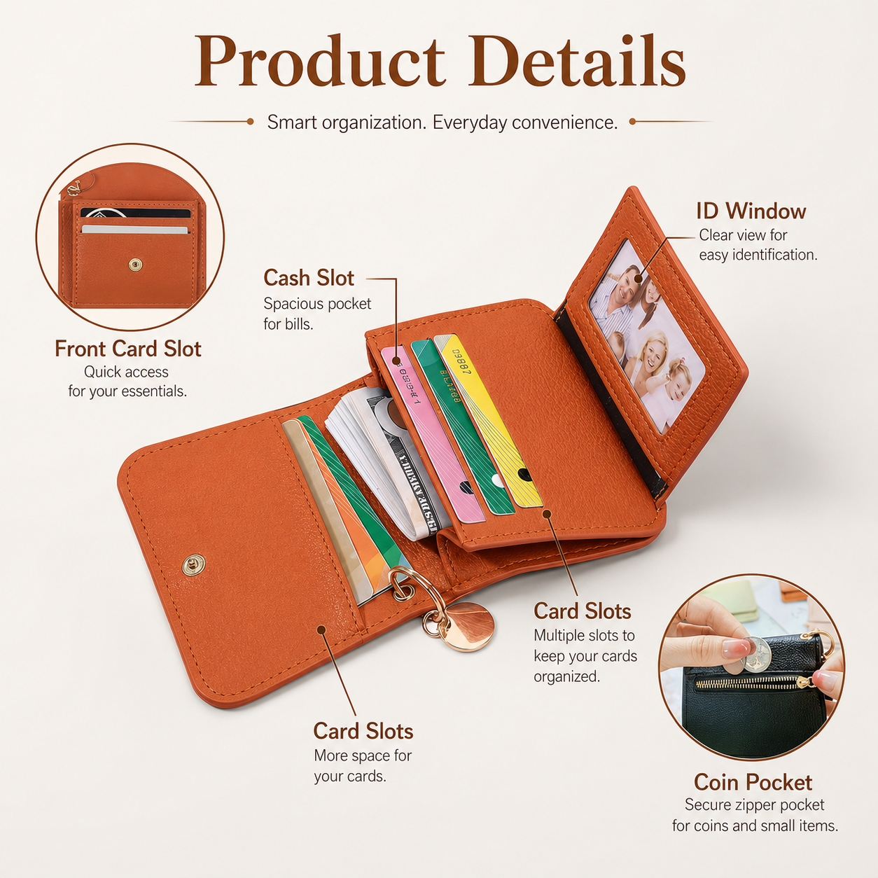 Junazilo® Women's Elegant Minimalist Short Slim Wallet