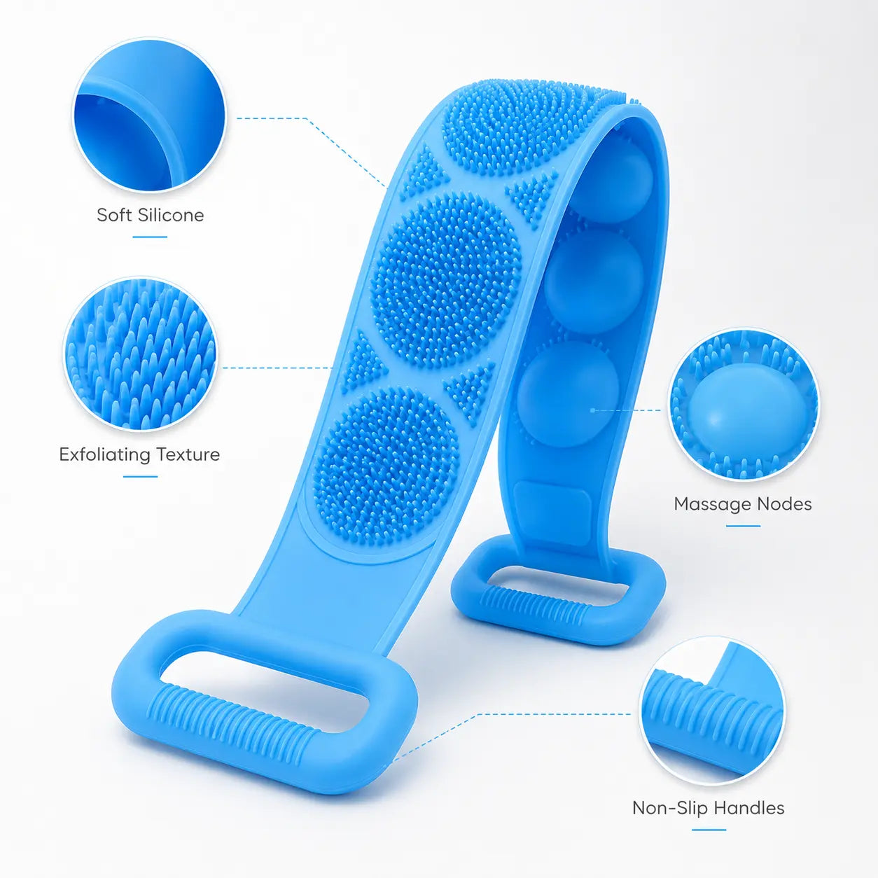 Junazilo® Silicone Bath Brush Double-Sided Exfoliating Back Scrubber upsell