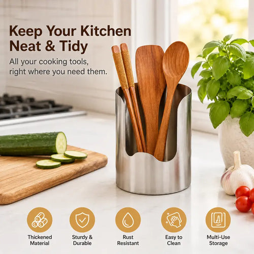 Junazilo® Thickened Stainless Steel Utensil Organizer, Rust Resistant Easy to Clean