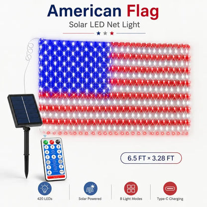 Junazilo® Solar American Flag Lights Outdoor