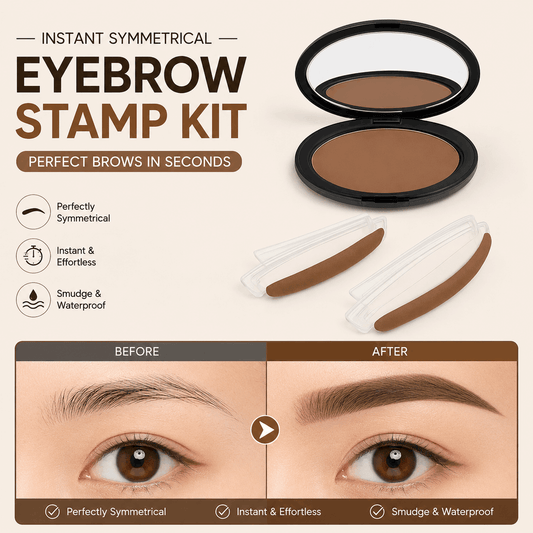 Junazilo® Instant Symmetrical Eyebrow Stamp Kit – Effortless Waterproof Brow Powder Makeup