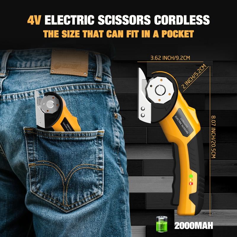 Junazilo® Cordless Electric Scissors 3.7V – Rechargeable Heavy Duty Cutter with Safety Lock