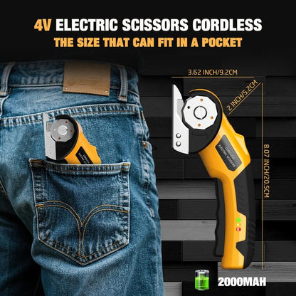 Junazilo® Cordless Electric Scissors 3.7V – Rechargeable Heavy Duty Cutter with Safety Lock