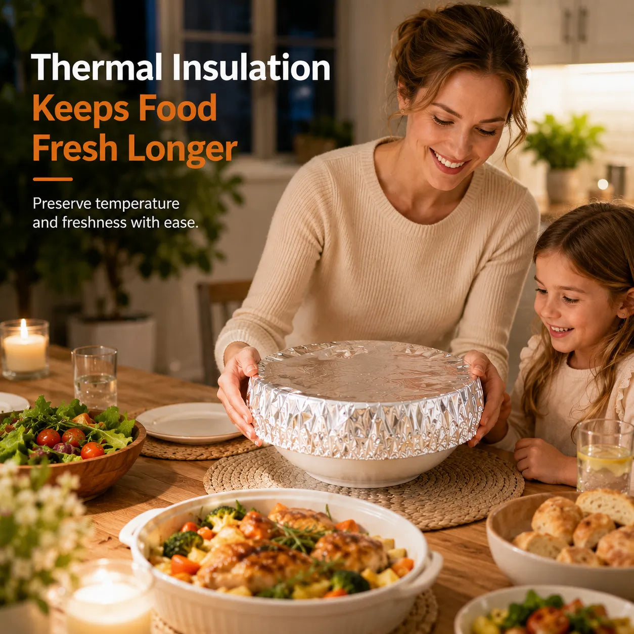 Junazilo® 🍽️Reusable Aluminum Foil Thermal Food Cover — Heat-Retaining, Washable & Freshness-Preserving Kitchen Essential