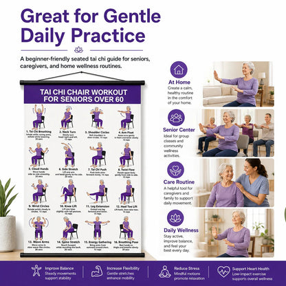Junazilo® Tai Chi Chair Workout Chart for Seniors (16 x 24 inches) upsell