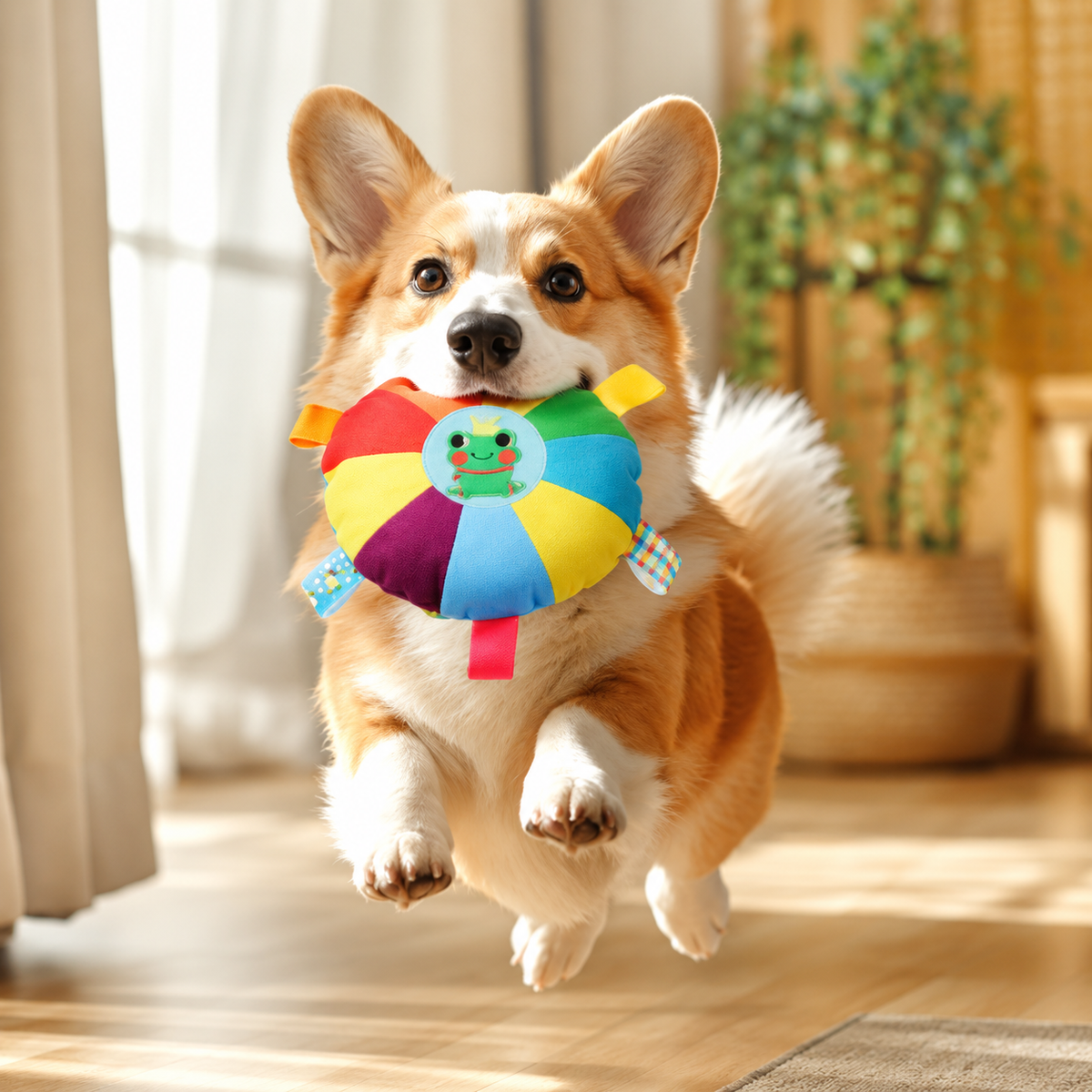 PawJoy Rainbow Tug & Toss Dog Disc