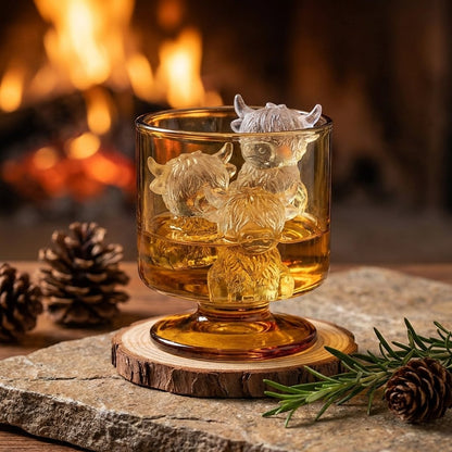 Junazilo® 🐮Mini Highland Cow Ice Cube & Dessert Mold🧊Cute 3D Ice for Drinks, Parties & Gifts