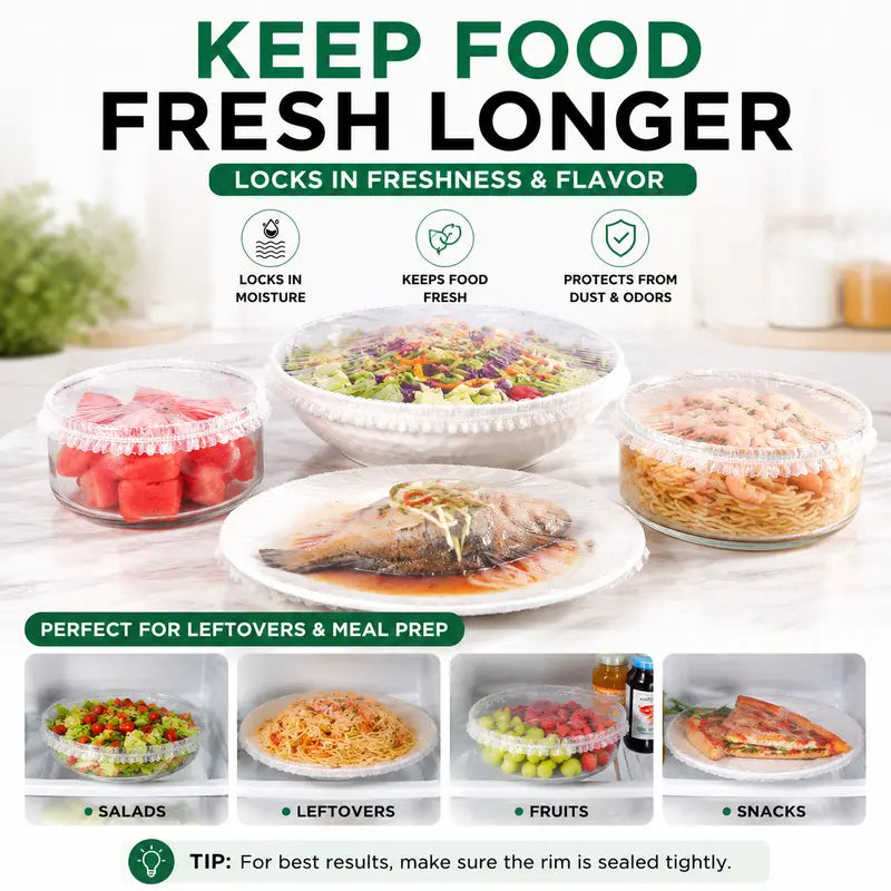 Junazilo® 🥗100PCS Stretch Bowl Covers – Freshness Sealed, Waste Reduced upsell