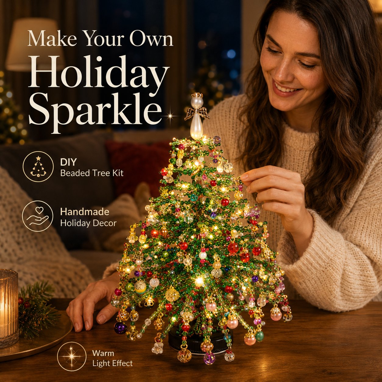 Junazilo® DIY Beaded Christmas Tree Kit – 🎅Create Your Own Sparkling Holiday Decoration