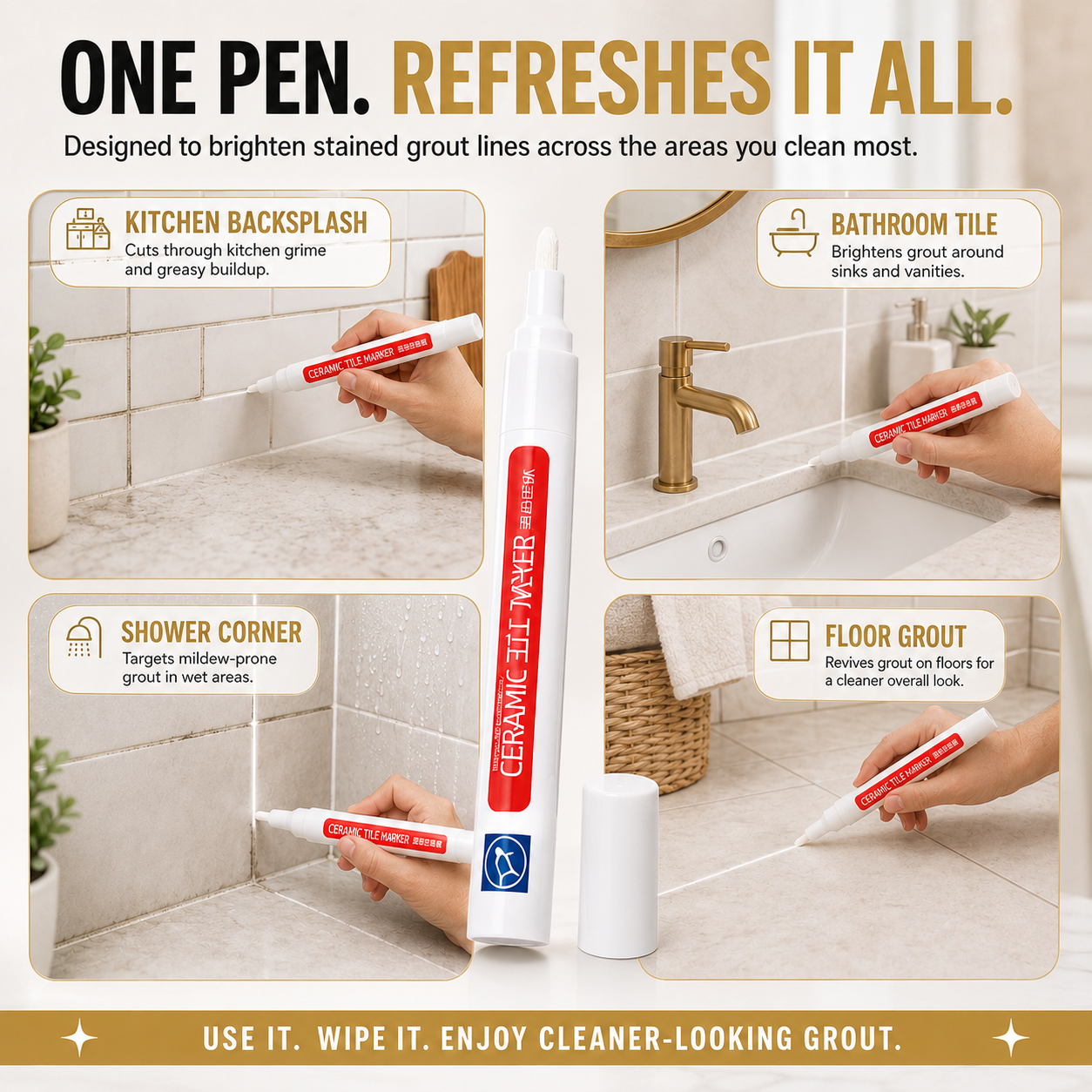 Junazilo® ✏️Anti-mould and waterproof joint pen for ceramic tiles