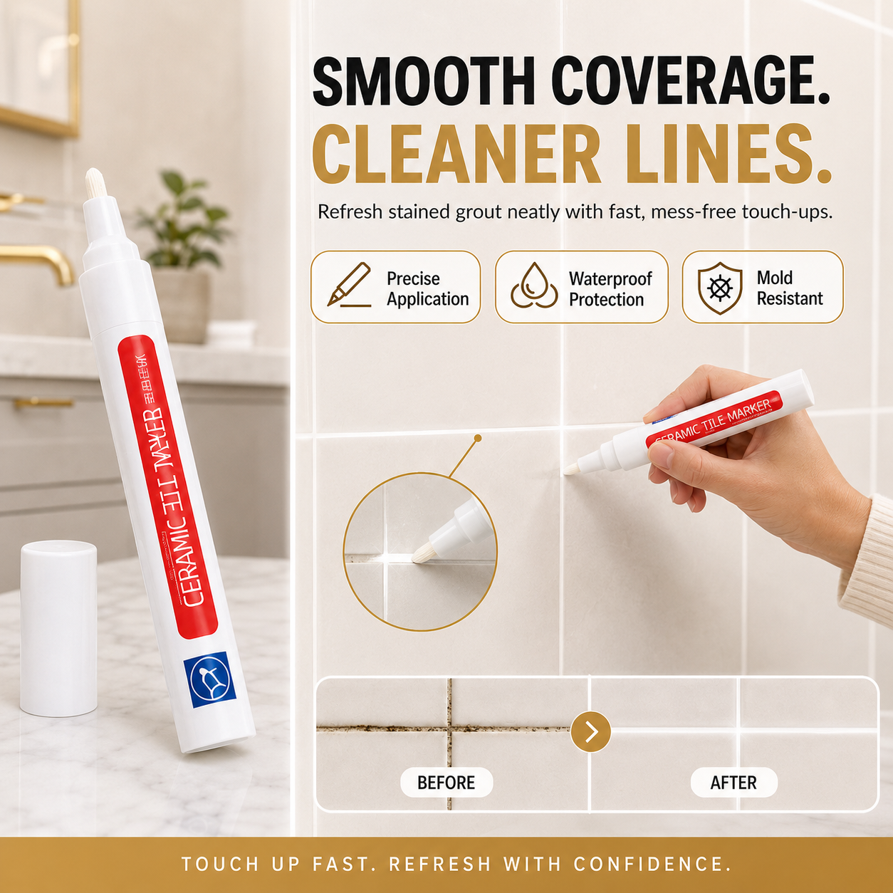 Junazilo® ✏️Anti-mould and waterproof joint pen for ceramic tiles