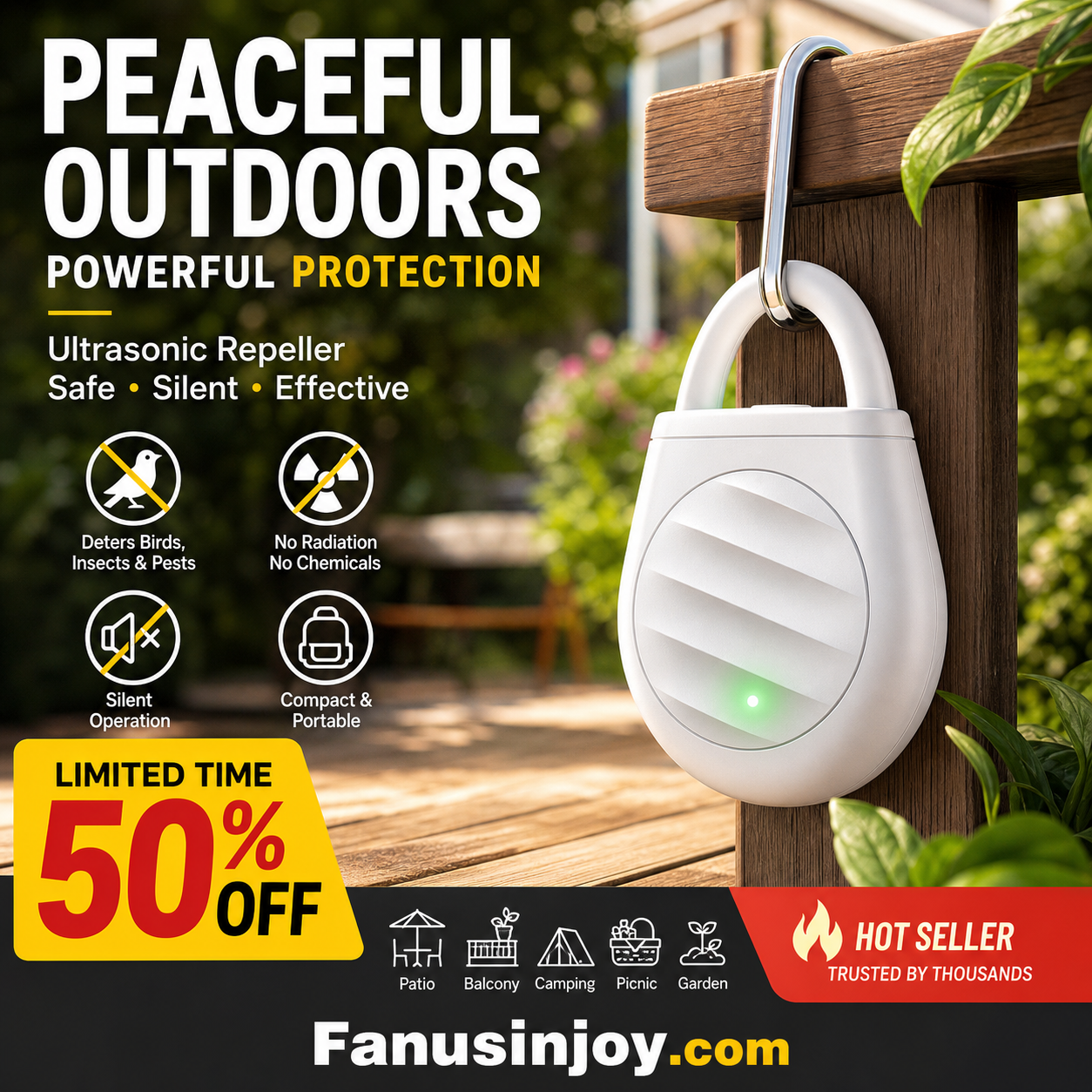 Junazilo® Portable Ultrasonic Bird Repellent Keychain