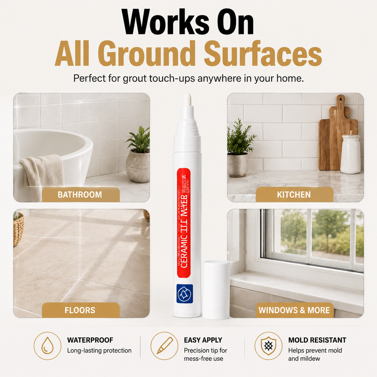 Junazilo® ✏️Anti-mould and waterproof joint pen for ceramic tiles